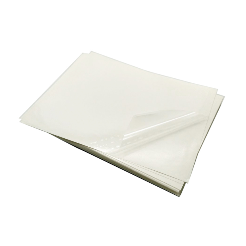 36 um átlátszó PET fólia / eltávolítható ragasztó / 60 g fehér üveg bélés