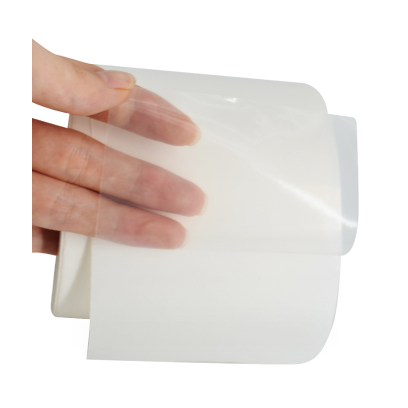 36 um átlátszó PET fólia / eltávolítható ragasztó / 60 g fehér üveg bélés